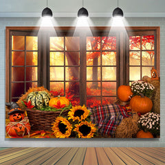 Lofaris Autumn Leaves And Pumpkins Theme Givings Day Backdrop