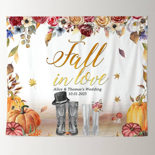 Lofaris Autumn Pumpkin Flowers Fall In Love Wedding Backdrop