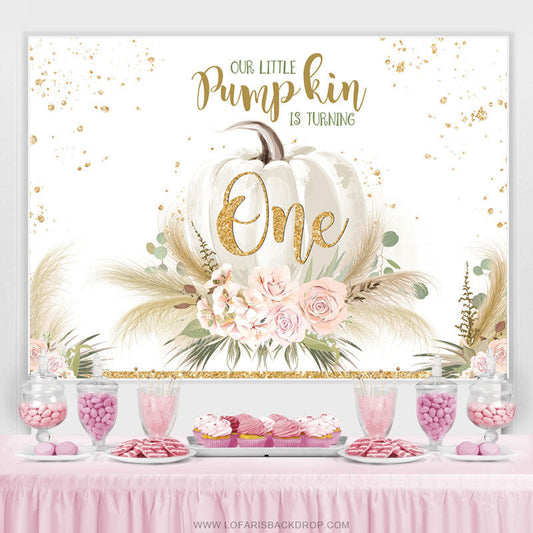 Lofaris Autumn Pumpkin Is Turning One Happy Birthday Backdrop