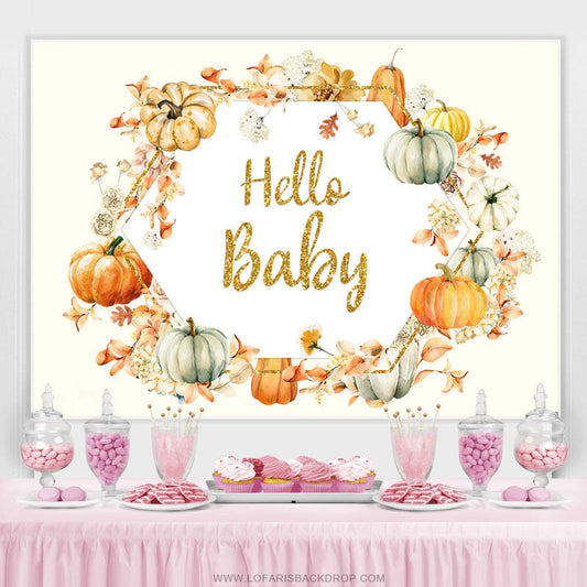 Lofaris Autumn Pumpkin Simple Cute Flower Baby Shower Backdrop