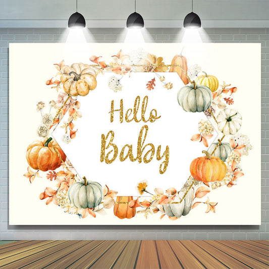 Lofaris Autumn Pumpkin Simple Cute Flower Baby Shower Backdrop