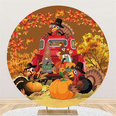 Lofaris Autumn Pumpkin With Animal Circle Halloween Backdrop