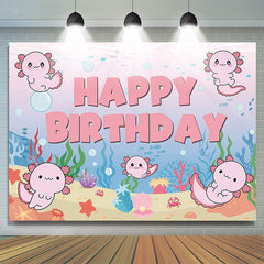Lofaris Axolotl Sea Happy Birthday Backdrop for Girls Kids