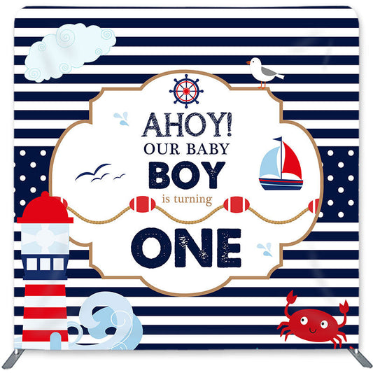 Lofaris Baby Boy Is Turning One Double-Sided Backdrop for Birthday