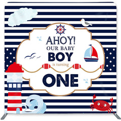 Lofaris Baby Boy Is Turning One Double-Sided Backdrop for Birthday