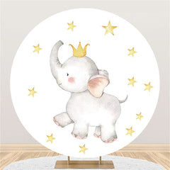Lofaris Baby Elephant Five-Pointed Star Birthday Round Backdrop
