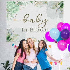 Lofaris Baby In Bloom Flower Green Photo Backdrop for Shower