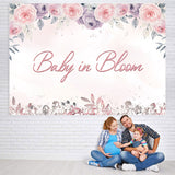 Load image into Gallery viewer, Lofaris Baby in Bloom Pink and Purple Shower Backdrop