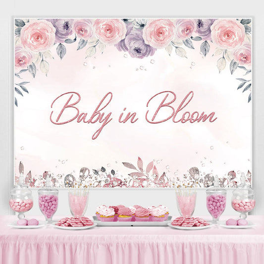 Lofaris Baby in Bloom Pink and Purple Shower Backdrop