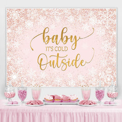 Lofaris Baby Is Cold Outside Pink Winter Shower Backdrop