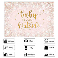 Lofaris Baby Is Cold Outside Winter Snowflake Shower Backdrop