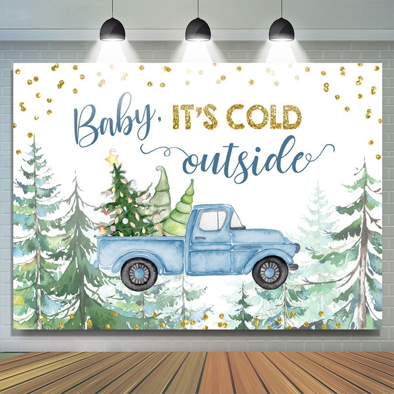 Lofaris Baby It Is Cold Outside Christmas Tree Backdrop for Shower