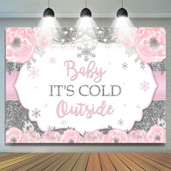 Lofaris It Is Cold Outside Pink Floral Backdrop for Baby Shower