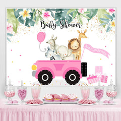 Lofaris Baby On The Roard Pink Shower Backdrop For Girl
