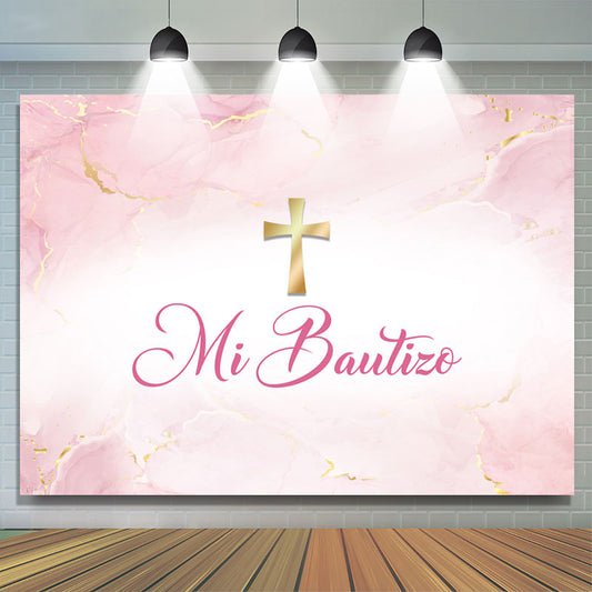 Lofaris Baby Pink Cross Mi Bautizo Baptism Backdrop For Girls