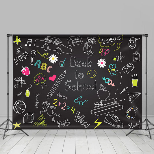 Lofaris Back to School Blackboard Chalk Drawing Kids Backdrop