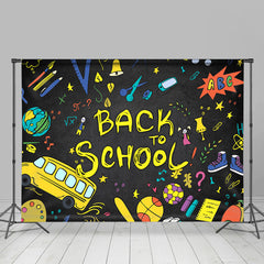 Lofaris Back to School Tellurion Pencils Bus Backdrop for Photo