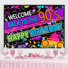 Lofaris Back To The 90S Abstract Themed Happy Birthday Backdrop