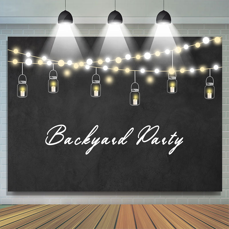 Lofaris Backyard Party Yellow Light Black Backdrop for Event