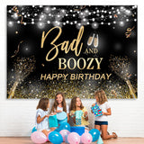 Load image into Gallery viewer, Lofaris Bad and Boozy Black Gold Birthday Backdrop for Man