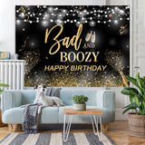 Load image into Gallery viewer, Lofaris Bad and Boozy Black Gold Birthday Backdrop for Man
