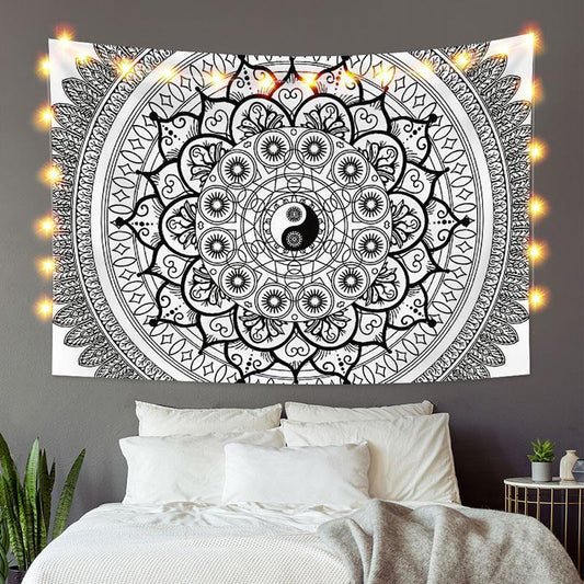 Lofaris Bagua Array Black And White Divination Custom Tapestry
