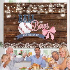 Lofaris Ball Or Bows What Will Baby Be Gender Reveal Backdrop