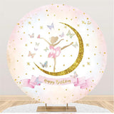 Load image into Gallery viewer, Lofaris Ballet With Butterfly Glitter Round Birthday Backdrop