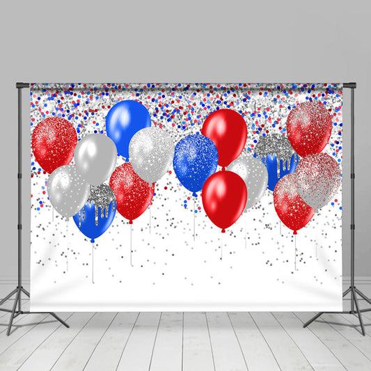 Lofaris Ballons With Silver Glitter Independence Day Backdrop
