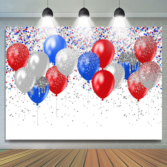 Lofaris Ballons With Silver Glitter Independence Day Backdrop