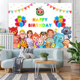 Load image into Gallery viewer, Lofaris Balloon Cartoon Happy Birthday Decor Backdrop for Party