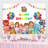 Load image into Gallery viewer, Lofaris Balloon Cartoon Happy Birthday Decor Backdrop for Party