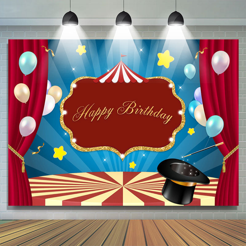 Lofaris Balloon Circus Stage Photo Backdrop for Birthday