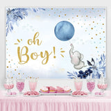 Load image into Gallery viewer, Lofaris Blue Balloon Elephant Oh Boy Photo Backdrop for Baby Shower