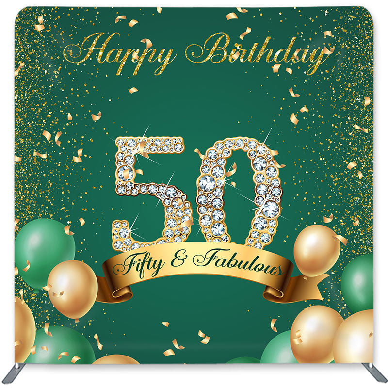Lofaris Balloon Glitter 50Th Double-Sided Backdrop for Birthday