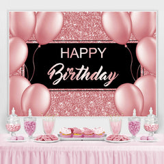 Lofaris Balloon Pink Bokeh and Black Happy Birthday Backdrop
