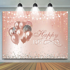 Lofaris Balloon Pink Diamonds Glitter Happy Birthday Backdrop