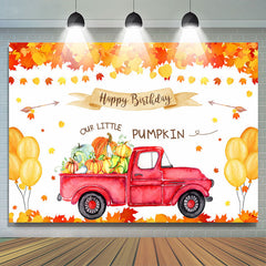 Lofaris Balloon Yellow Leaves Car Happy Birthday Our Little Pumpkin Backdrop