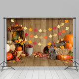 Load image into Gallery viewer, Lofaris Barn House Wood Maple Leaf Pumpkin Autumn Backdrop