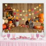 Load image into Gallery viewer, Lofaris Barn House Wood Maple Leaf Pumpkin Autumn Backdrop