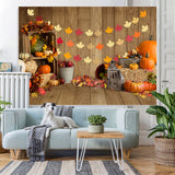 Load image into Gallery viewer, Lofaris Barn House Wood Maple Leaf Pumpkin Autumn Backdrop