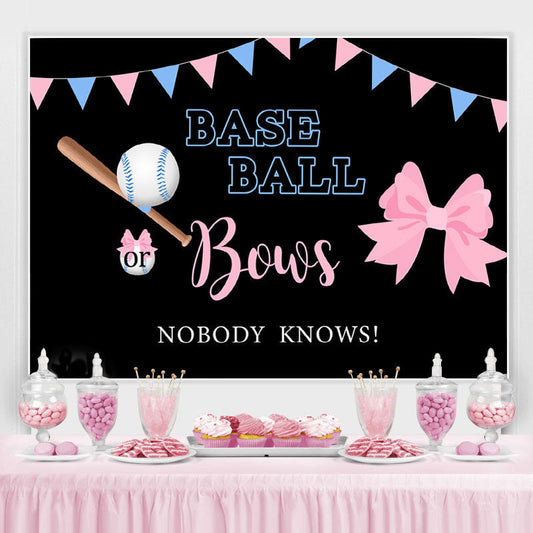 Lofaris Baseball Or Bow Gender Reveal Baby Shower Backdrop