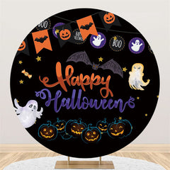 Lofaris Bat Pumpkin And Ghost Happy Halloween Circle Backdrop