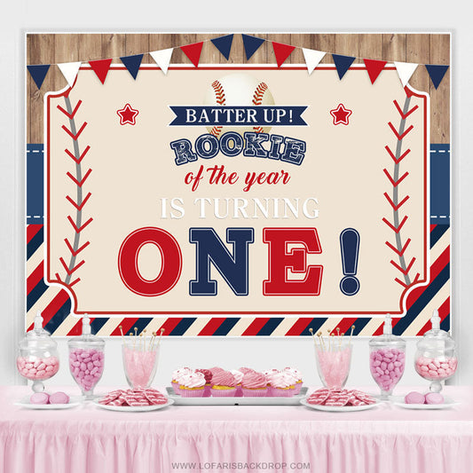 Lofaris Batter Up Rookie Of Year Is Turning One Birthday Backdrop