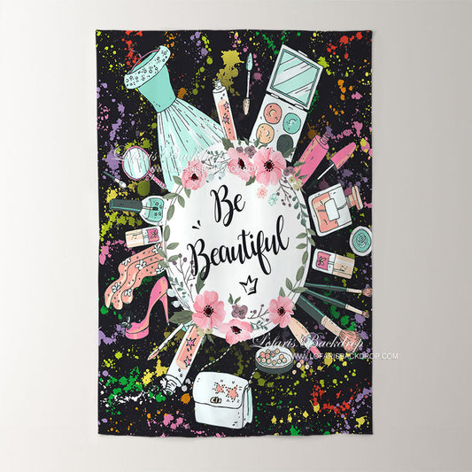 Lofaris Be Beautiful Makeup Graffiti Bridal Shower Backdrop