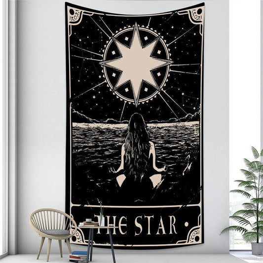 Lofaris Beach Black And White Divination Bohemian Wall Tapestry