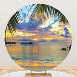 Load image into Gallery viewer, Lofaris Beach Sunset Scenery Round Backdrop For Summer Party