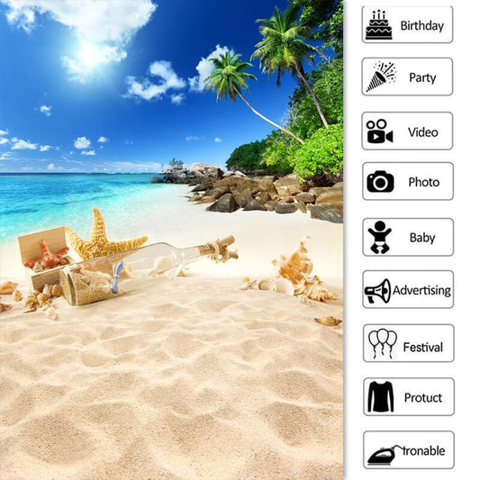 Lofaris Beach With Sunny Sea And Coconut Tree Summer Backdrop