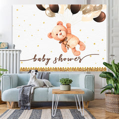 Lofaris Bear Balloon Gold Glitter Baby Shower Backdrop