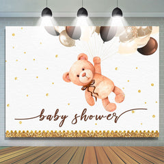 Lofaris Bear Balloon Gold Glitter Baby Shower Backdrop